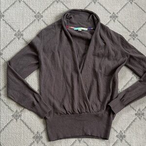 Boden Dark Charcoal Faux Wrap Wrap Sweater